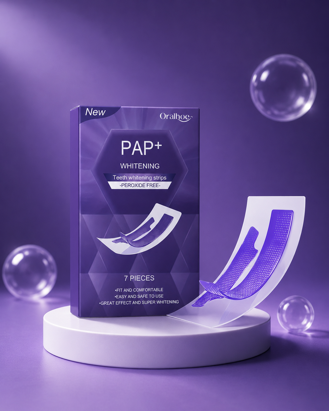 Purple Teeth Whitening Strips — Dry Application